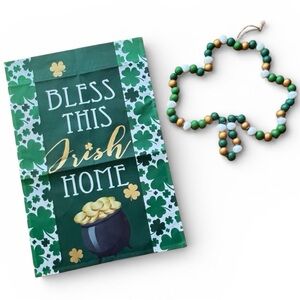 St. Patrick’s Day Flag and wall Shamrock Wall Decor - EUC